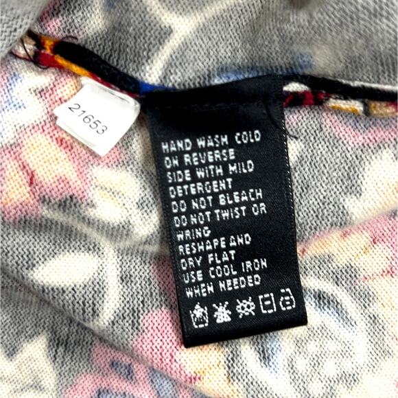 August Silk Heritage Cardigan Women's LG Black Red Yellow Boho Floral Sweater - Picture 6 of 6